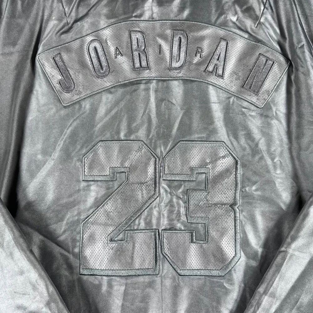 Jordan Bomber Jacket Mens L Large Black‎ Satin Full Zip 23 Flight 833918-010